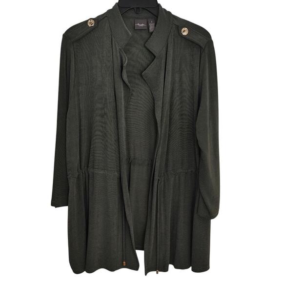 Chico's Travelers Utility Jacket Size Medium / 1 Olive Green Drawstring Stretch - Picture 2 of 10